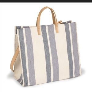 New with tag never used structured striped tote, linen-like material.